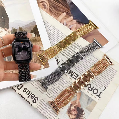 Women’s Woven Stainless Steel Bracelet Band for Apple Watch - MoodPeach