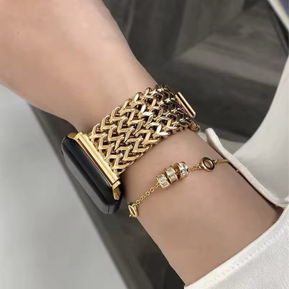 Women’s Woven Stainless Steel Bracelet Band for Apple Watch - MoodPeach