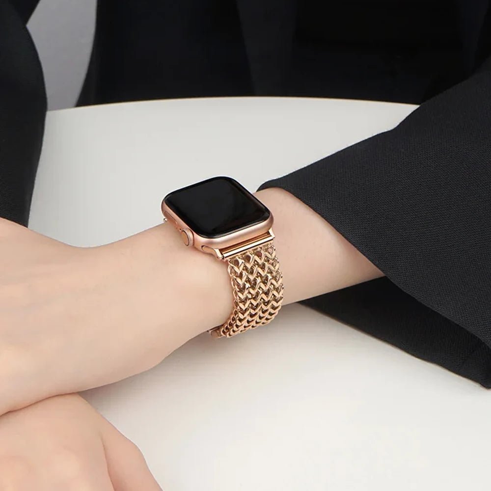 Women’s Woven Stainless Steel Bracelet Band for Apple Watch - MoodPeach